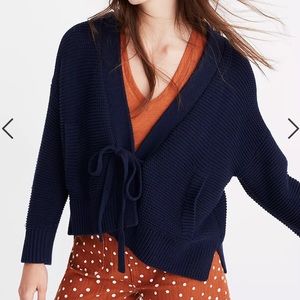 Madewell women’s front tie navy blue cardigan